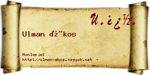 Ulman Ákos névjegykártya